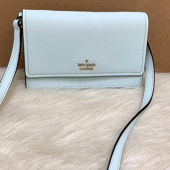 KATE SPADE Cameron Street ARIELLE Leather Crossbody Clutch Island Waters Blue - Picture 16 of 16